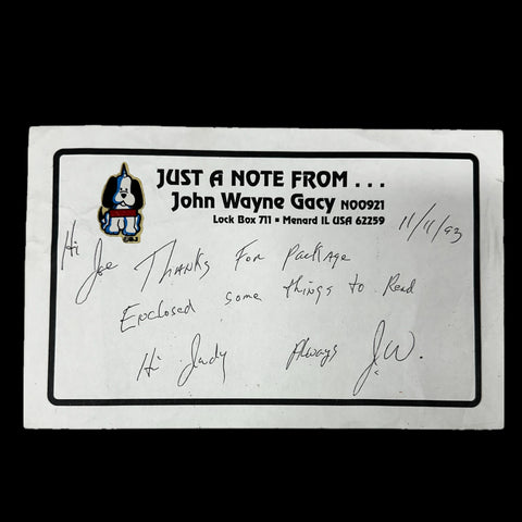 John Wayne Gacy Signed Note Card