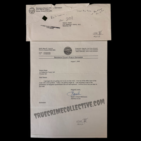 Dennis Rader Legal Paperwork Signed with BTK Symbol
