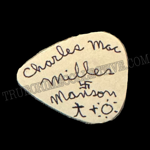 Charles Manson Signed Guitar Pick