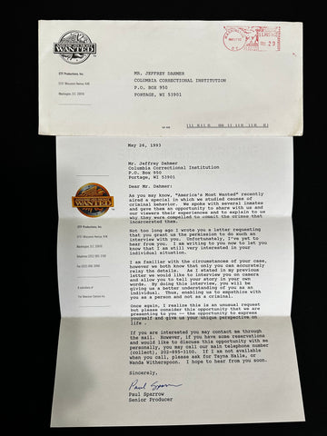 Jeffrey Dahmer Prison Letter from Americas Most Wanted