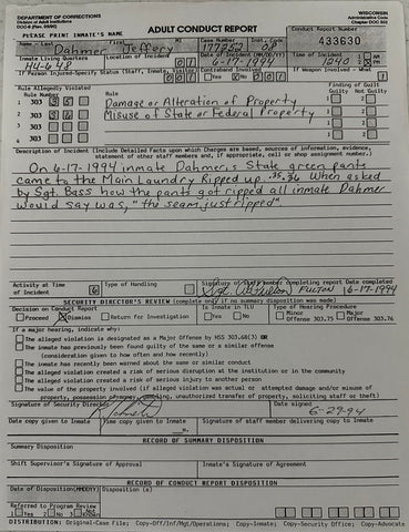 Jeffrey Dahmer Adult Conduct Report CCI