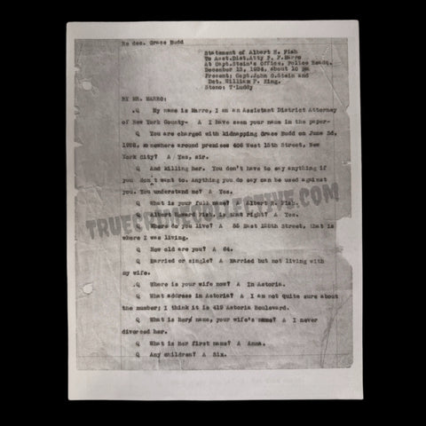 Albert Fish Confession Letter-Master Copy (Limited to 25)