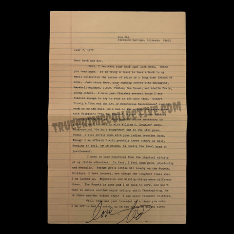 Ted Bundy Signed Letter Written One Month After First Escape
