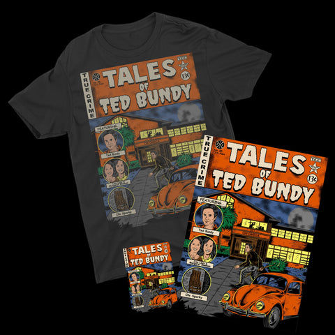 Tales of Ted Bundy T-Shirt, Art Print & Sticker Bundle