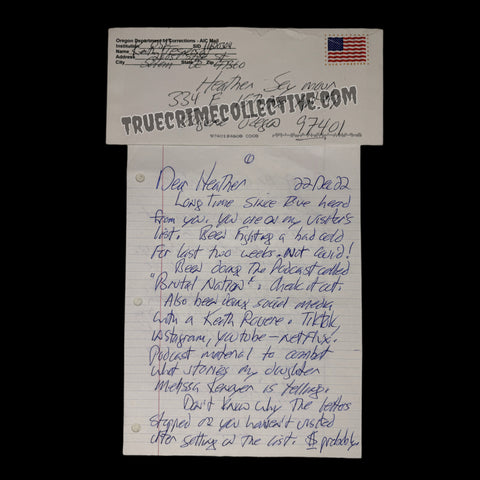 Keith Hunter Jesperson Signed Letter
