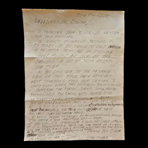 Christopher Scarver Letter (Jeffrey Dahmer’s Killer)