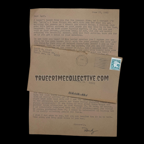 Randy Kraft “The Scorecard Killer” Signed Letter
