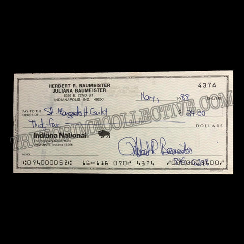 Herbert Baumeister Signed Check