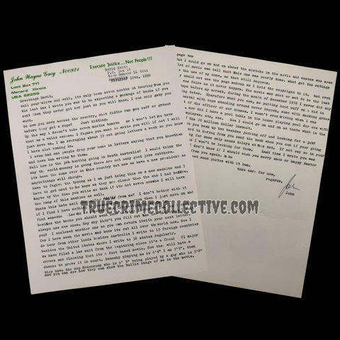 John Wayne Gacy Signed Two Page Letter