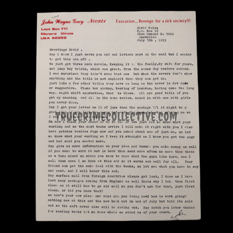John Wayne Gacy Signed Letter with Extras