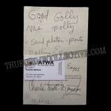 Charles Manson Signed ATWA Greeting Card