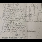 Ottis Toole “Hands of Death” Signed Hand Tracings & Poem