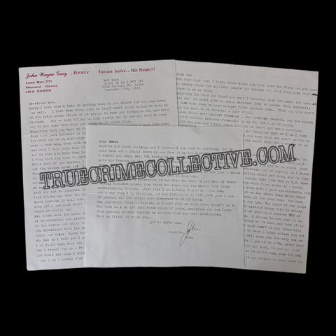 John Wayne Gacy Three Page Letter