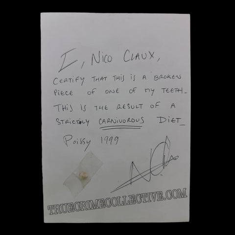 Nico Claux Tooth Fragment & Signed Letter