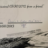 Dennis Rader “BTK” Signed Poetry Card with BTK Symbol